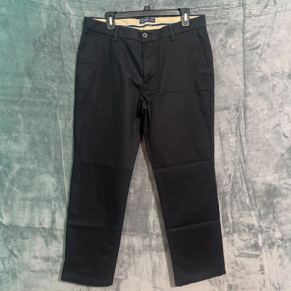 Dockers Pants Mens 34 X 30 Black Chino Straight Fit Stretch Preppy Slacks